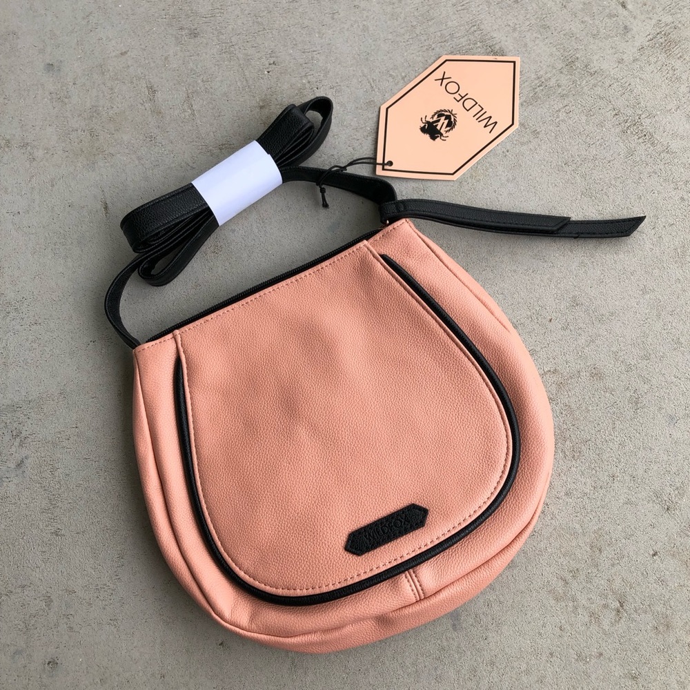 •new• Wildfox Pink & Black Faux Leather Saddlebag